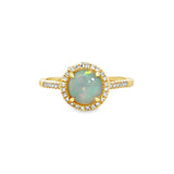 14k Yellow Gold 1.0ct Opal and .11ct Diamond Ring