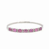 14k White Gold 4.58ct Pink Sapphire and .30ct Diamond Bangle