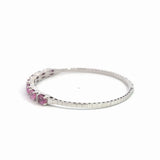 14k White Gold 4.58ct Pink Sapphire and .30ct Diamond Bangle