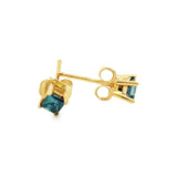 14kt Yellow Gold .38ct Blue Diamond Earring