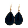 14k Yellow Gold Black Onyx and .02ct Diamond Earrings