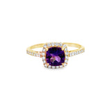 14kt Yellow Gold .91ct Amethyst .26 White Diamond Ring