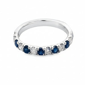14k White Gold .69ct Sapphire and .44ct White Diamond Ring