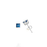 14k White Gold .58ct Blue Diamond Earrings