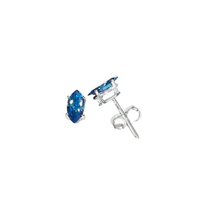 14k White Gold .38ct Blue Diamond Earring