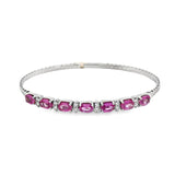 14k White Gold 3.61ct Pink Sapphire and .35ct Diamond Bangle