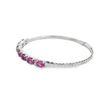 14k White Gold 3.61ct Pink Sapphire and .35ct Diamond Bangle