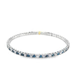 14k White Gold 4.0ct Blue and White Diamond Flexible Bangle
