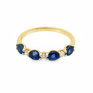 14k Yellow Gold 1.00ct Sapphire and .09ct White Diamond Ring