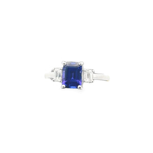 14k White Gold 1.56ct Tanzanite .41ct White Diamond Ring
