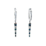 14k White Gold .32ct Blue and .40ct White Diamond Earrings