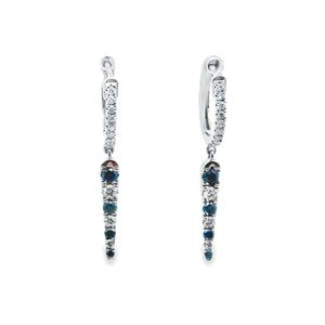 14k White Gold .32ct Blue and .40ct White Diamond Earrings