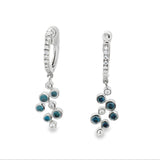 14k White Gold .55ct Blue and .31ct White Diamond Earrings