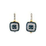 14kt Yellow Gold 1.25ct White .75ct Blue Diamond Earring