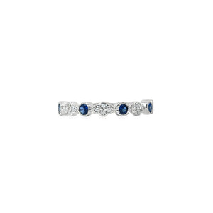 14k White Gold .35ct Sapphire .12ct White Diamond Ring