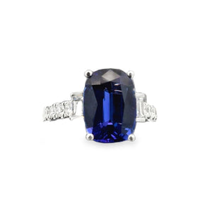 14k White Gold 4.67ct Tanzanite and .57ct Diamond Ring