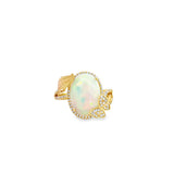 14k Yellow Gold 3.64ct Opal and .24ct Diamond Ring
