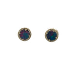 14k Yellow Gold 1.30ct Opal and .09ct Diamond Earrings