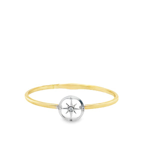 14k two tone 0.10ct Diamond Bangle
