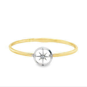 14k Yellow and White Gold .10ct White Diamond Bangle