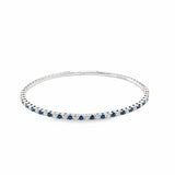 14k White Gold .77ct Blue and .76ct White Diamond Flexible Bangle