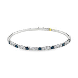 14k White Gold 2.70ct Blue and White Diamond Flexible Bangle