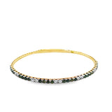 14k Yellow Gold 1.44ct Green and .80ct White Diamond Flexible Bangle