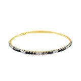 14k Yellow Gold 1.42ct Black and .79ct White Diamond Flexible Bangle