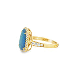 14k Yellow Gold 3.66ct Opal and .29ct Diamond Ring