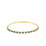 14k Yellow Gold .74ct Blue and .73ct White Diamond Flexible Bangle