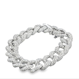 14k White Gold 20.50ct Diamond Cuban Bracelet