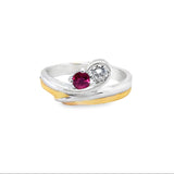 14k Yellow and White Gold .18ct Ruby and .21ct White Diamond Ring