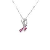 14k White Gold .33ct Pink Sapphire and .11ct Diamond Pendant