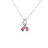 14k White Gold .33ct Pink Sapphire and .11ct Diamond Pendant