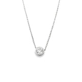 14k White Gold 1.50ct Diamond Bezel Set Solitaire Necklace