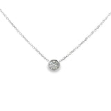 14k White Gold 1.50ct Diamond Bezel Set Solitaire Necklace