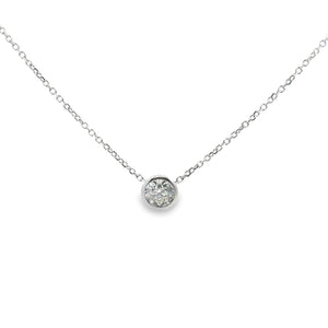 14k White Gold 1.50ct Diamond Bezel Set Solitaire Necklace