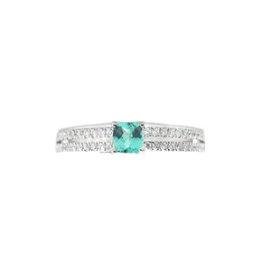 18k White Gold .28ct Paraiba .26ct White Diamond Ring