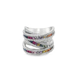 14k White Gold 2.88ct Multi-Sapphire and 1.01ct Diamond Ring