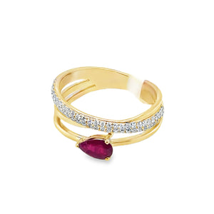 14k Yellow Gold .45ct Ruby and .25ct Diamond Ring