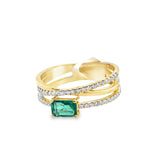 14k Yellow Gold .48ct Emerald and .24ct Diamond Ring