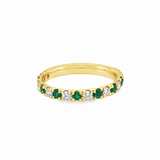 14k Yellow Gold .35ct Emerald and .30ct Diamond Ring