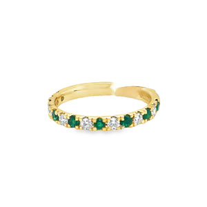 14k Yellow Gold .35ct Emerald and .30ct Diamond Ring