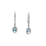 14k White Gold 0.76ct Aquamarine 0.34ct White Diamond Earrings