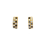 14k Yellow Gold .66ct Black and .56ct White Diamond Earrings