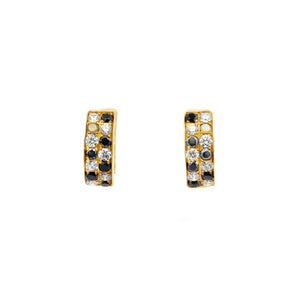 14k Yellow Gold .66ct Black and .56ct White Diamond Earrings