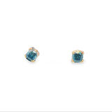 14k Yellow Gold .70ct Blue Diamond Earrings