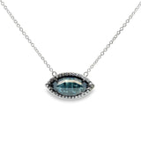 14k White Gold 4.59ct Blue and .27ct White Diamond Necklace