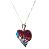 Silver Multi-Colored Crystal Heart Pendant