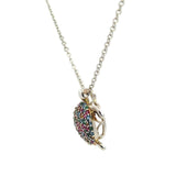 Silver Multi-Color Crystal Turtle Pendant